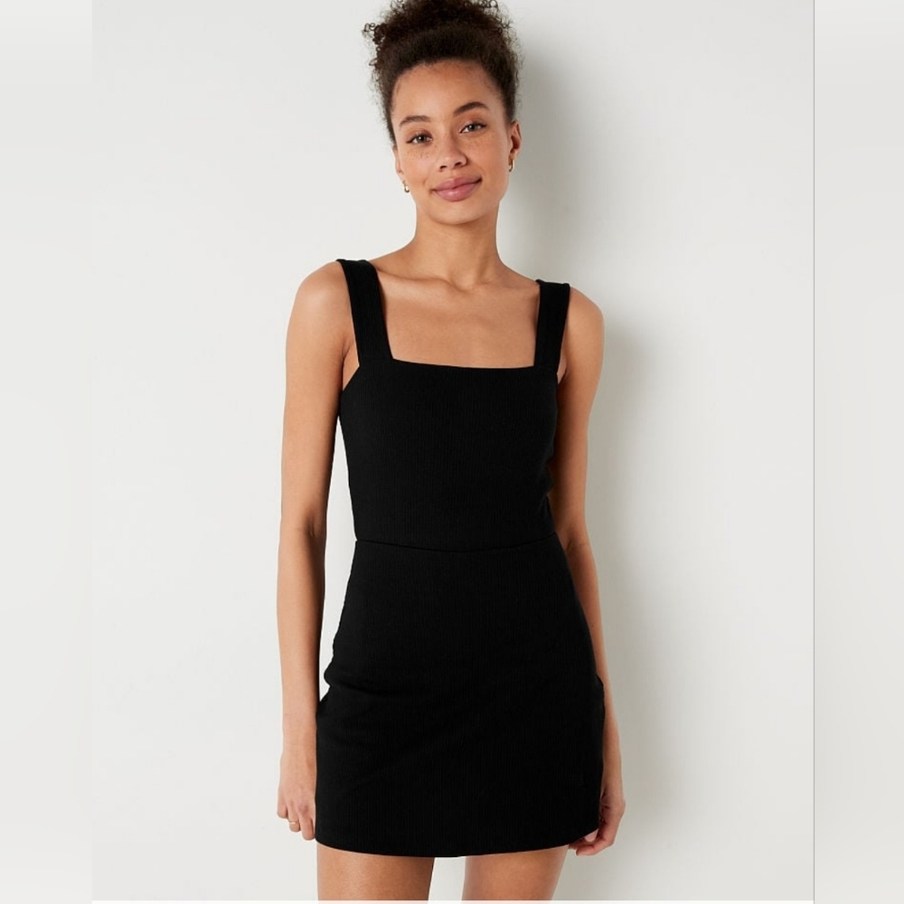 Rib Square Neck Dress with built-in shorties